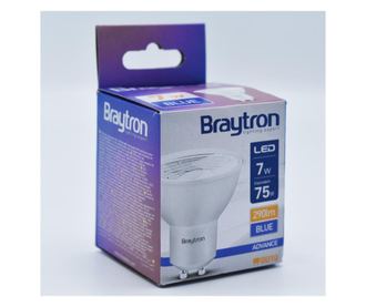 Bec led GU10 7W (75W), 290lm, 38 grade, lumina albastra, semitransparent, Braytron