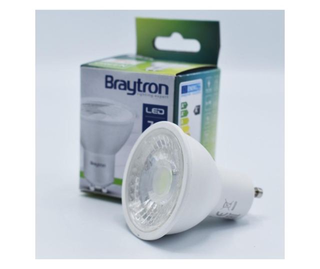 Bec led GU10 7W (75W), 290lm, 38 grade, lumina verde, semitransparent, Braytron