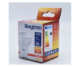 Bec led GU10 7W (50W), 290lm, 38 grade, lumina rosie, semitransparent, Braytron