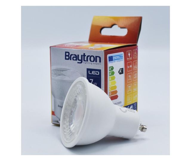 Bec led GU10 7W (50W), 290lm, 38 grade, lumina rosie, semitransparent, Braytron
