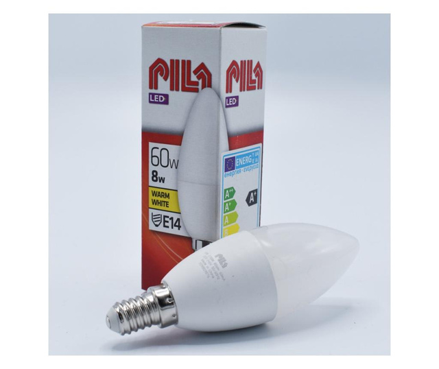 Bec led lumanare 8W (60W), E14, 806lm, lumina calda (2700K), opal, Philips Pila