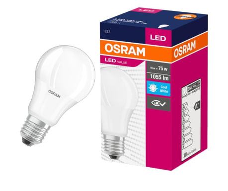 Bec LED Osram, E27, 10W (75W), 1055 lm, A+, lumina neutra (4000K)