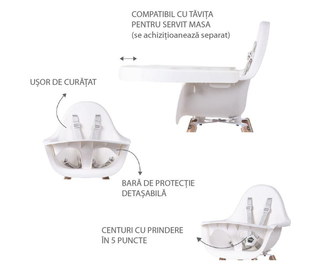 Scaun de masa reglabil in inaltime Childhome Evolu 2 natural/alb