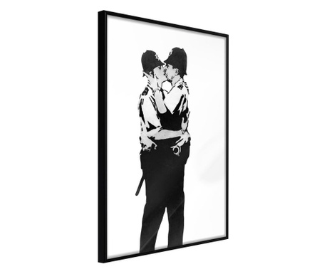 Faldekoráció - banksy: kissing coppers i - fekete keret - 40 x 60 cm