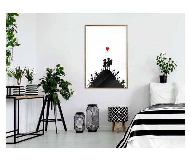 Plakat Artgeist - Banksy: Kids on Guns - Zlat okvir - 30 x 45 cm