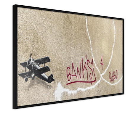 Faldekoráció - banksy: love plane - fekete keret - 60 x 40 cm