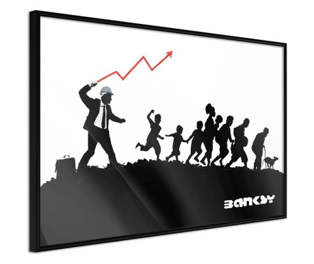 Faldekoráció - banksy: the whip - fekete keret - 60 x 40 cm