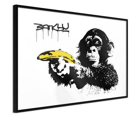 Faldekoráció - banksy: banana gun ii - fekete keret - 60 x 40 cm