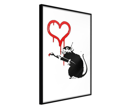 Faldekoráció - banksy: love rat - fekete keret - 40 x 60 cm