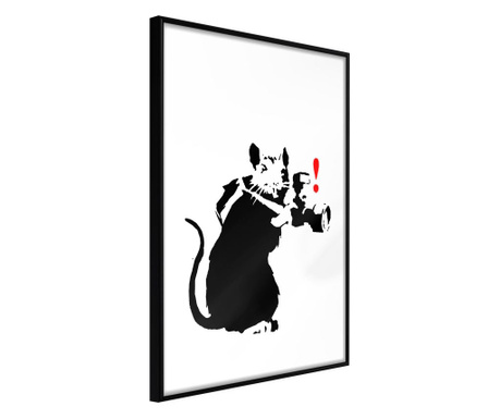 Faldekoráció - banksy: rat photographer - fekete keret - 40 x 60 cm
