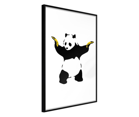 Faldekoráció - banksy: panda with guns - fekete keret - 40 x 60 cm
