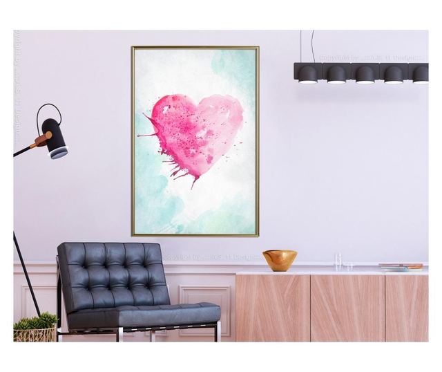 Plakat Artgeist - Symbol Of Love - Zlat okvir - 30 x 45 cm