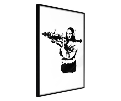 Faldekoráció - banksy: mona lisa with bazooka ii - fekete keret - 40 x 60 cm