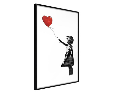 Faldekoráció - banksy: girl with balloon ii - fekete keret - 40 x 60 cm