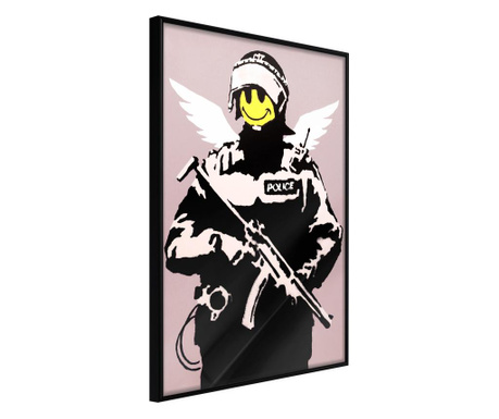 Плакат Artgeist - Banksy: Flying Copper - Черна рамка - 40 x 60 cm