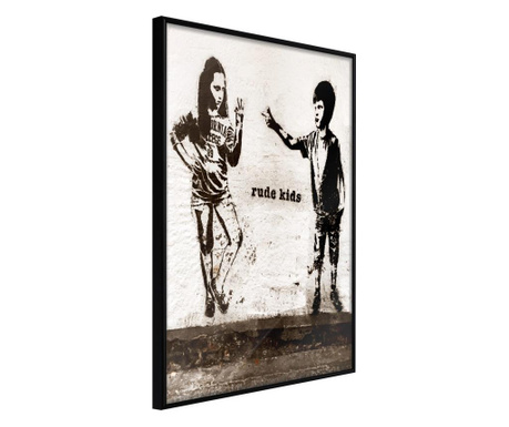 Плакат Artgeist - Banksy: Rude Kids - Черна рамка - 40 x 60 cm