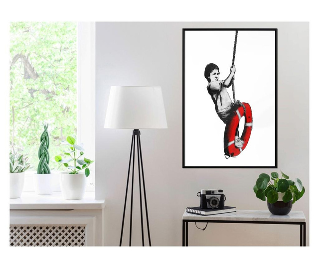 Плакат Artgeist - Banksy: Swinger - Черна рамка - 40 x 60 cm