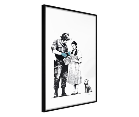 Faldekoráció - banksy: stop and search - fekete keret - 40 x 60 cm