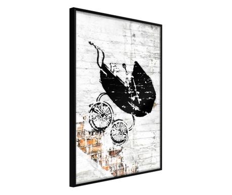 Плакат Artgeist - Banksy: Baby Stroller - Черна рамка - 40 x 60 cm