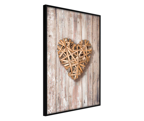 Faldekoráció - wicker love - fekete keret - 40 x 60 cm