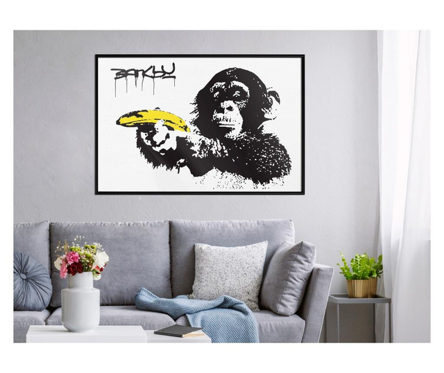 Плакат Artgeist - Banksy: Banana Gun I - Черна рамка - 60 x 40 cm