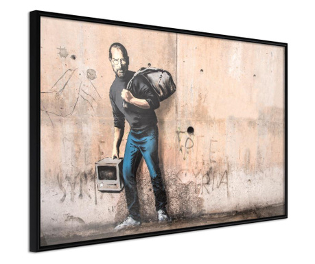 Faldekoráció - banksy: the son of a migrant from syria - fekete keret - 60 x 40 cm