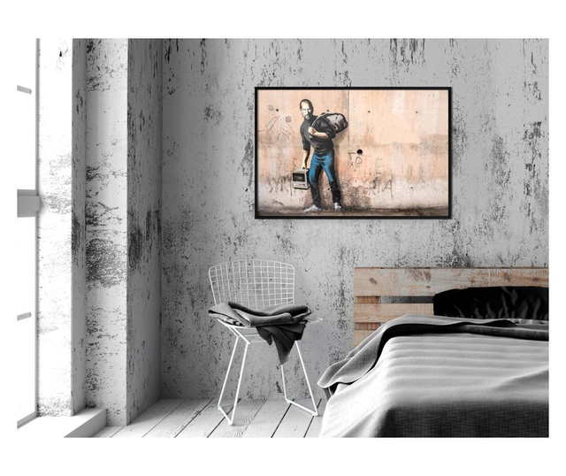 Плакат Artgeist - Banksy: The Son of a Migrant from Syria - Черна рамка - 60 x 40 cm