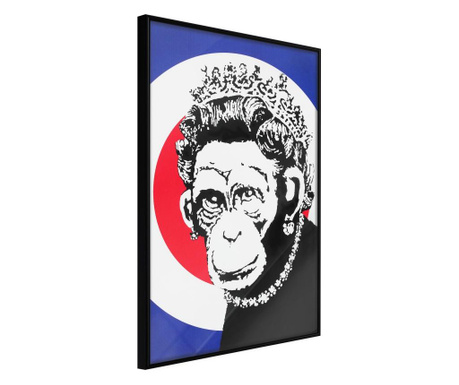 Faldekoráció - banksy: monkey queen - fekete keret - 40 x 60 cm