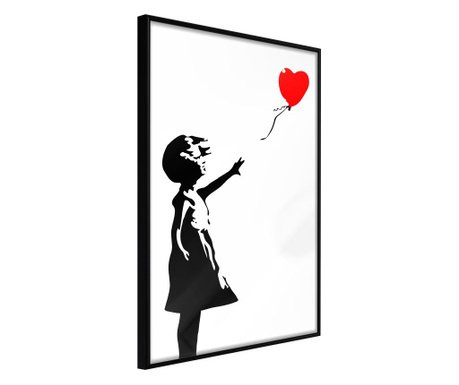 Faldekoráció - banksy: girl with balloon i - fekete keret - 40 x 60 cm