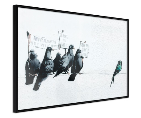 Плакат Artgeist - Banksy: Pigeons - Черна рамка - 60 x 40 cm