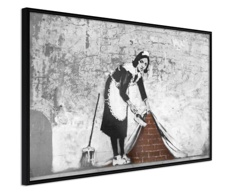 Faldekoráció - banksy: sweep it under the carpet - fekete keret - 60 x 40 cm