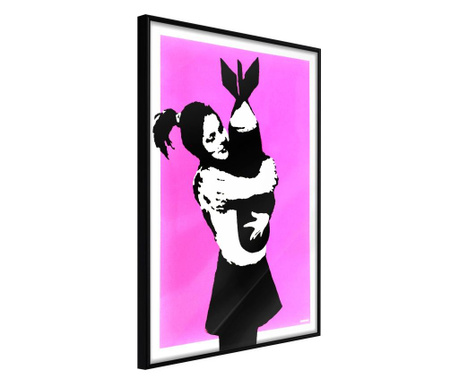 Faldekoráció - banksy: bomb hugger - fekete keret - 40 x 60 cm