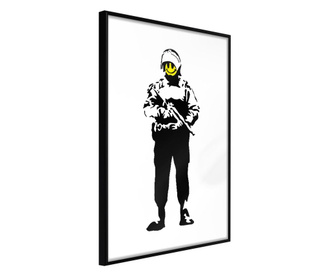 Плакат Artgeist - Banksy: Smiling Copper - Черна рамка - 40 x 60 cm