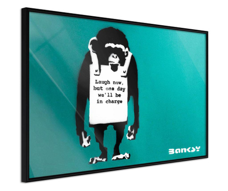 Faldekoráció - banksy: laugh now - fekete keret - 60 x 40 cm