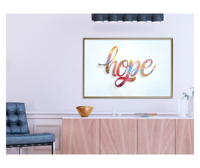Plakat Artgeist - Colourful Hope - Zlat okvir - 60 x 40 cm