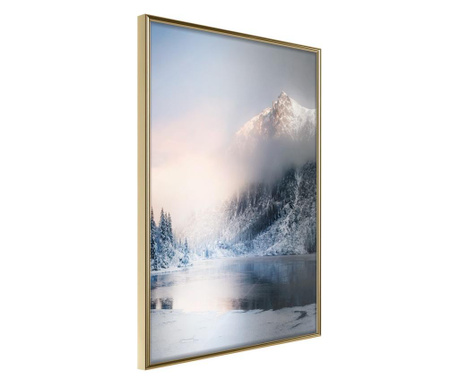 Poster Artgeist - Winter in the Mountains - Zlatni okvir - 30 x 45 cm