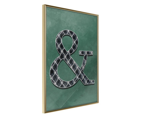 Poster Artgeist - Ampersand on Green Background - Zlatni okvir - 30 x 45 cm