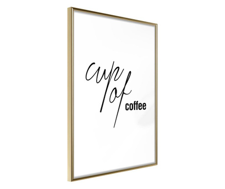 Poster Artgeist - Caffeine Needed - Zlatni okvir - 30 x 45 cm