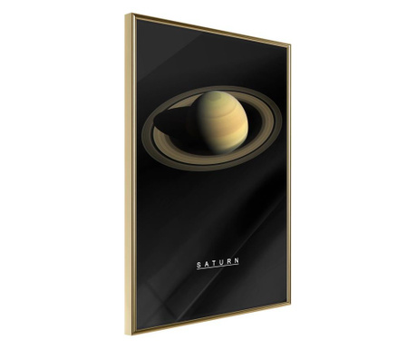 Poster Artgeist - The Solar System: Saturn - Zlatni okvir - 30 x 45 cm