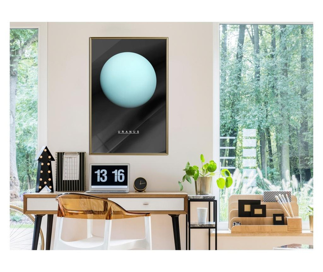 Plakat Artgeist - The Solar System: Uranus - Zlat okvir - 30 x 45 cm