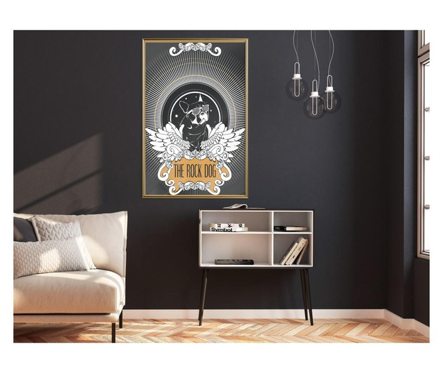 Plakat Artgeist - Cool Bulldog - Zlat okvir - 30 x 45 cm