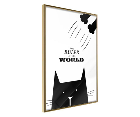 Poster Artgeist - Bossy Cat - Zlatni okvir - 30 x 45 cm