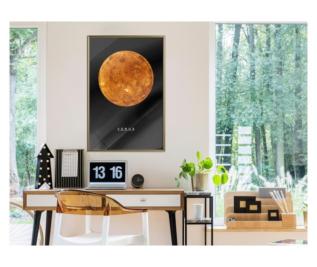 Poster Artgeist - The Solar System: Venus - Zlatni okvir - 30 x 45 cm