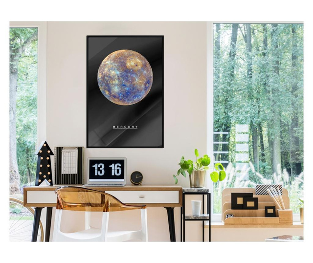 Faldekoráció - the solar system: mercury - fekete keret - 20 x 30 cm
