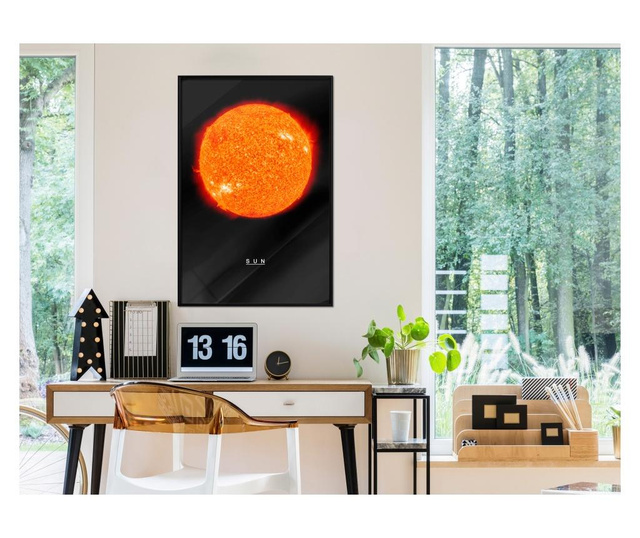 Faldekoráció - the solar system: sun - fekete keret - 20 x 30 cm
