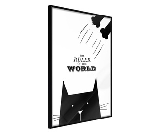 Faldekoráció - bossy cat - fekete keret - 20 x 30 cm