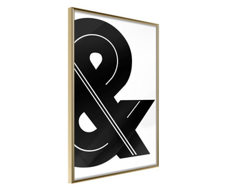 Plakat Artgeist - Ampersand (Black and White) - Zlat okvir - 30 x 45 cm