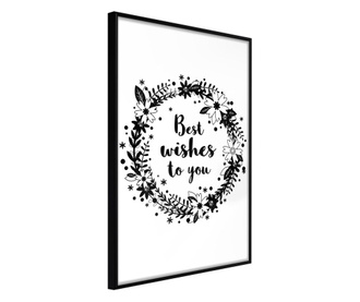 Faldekoráció - best wishes - fekete keret - 20 x 30 cm