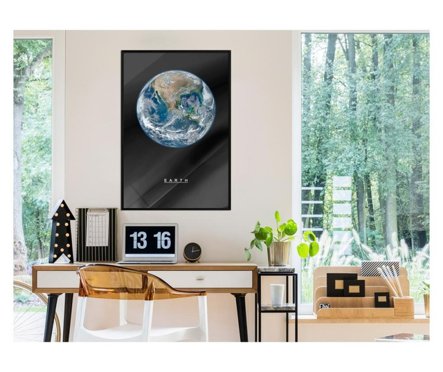 Faldekoráció - the solar system: earth - fekete keret - 20 x 30 cm