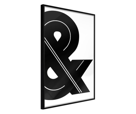 Faldekoráció - ampersand (black and white) - fekete keret - 20 x 30 cm